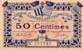Billet des Chambres de Commerce de Rennes & de Saint-Malo - 50 centimes - émission du 25 août 1915 - sans série à 6 chiffres - n°208883