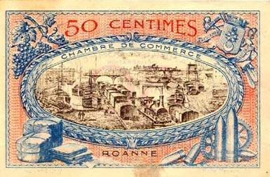 Billet de la Chambre de Commerce de Roanne - 50 centimes - dlibration du 18 juillet 1917 - imprimerie Bourg et Cie - n 106734