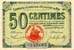Billet de la Chambre de Commerce de Rochefort-sur-Mer - 50 centimes - délibération du 28 octobre 1915 - 3ème série