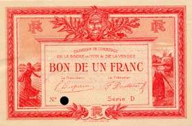 Billet de la Chambre de Commerce de La Roche-sur-Yon & de la Vendée - 1 franc - émission de 1915 - spécimen série D