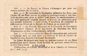 Billet de la Ville de Rouen - Chambre de Commerce de Rouen - 2 francs - 1917 - Emission de remplacement - signature coupe - n000,014