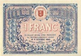 Billet de la Chambre de Commerce de Saint-Dié - 1 franc - délibération du 9 octobre 1915