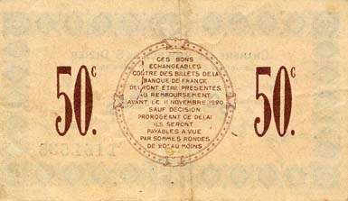 Billet de la Chambre de Commerce de Saint-Dizier - 50 centimes - dlibration du 12 dcembre 1916