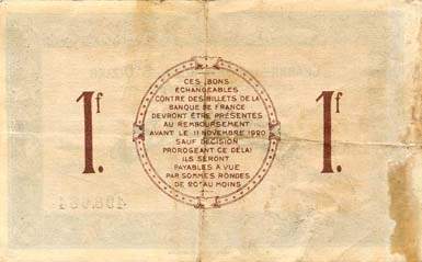 Billet de la Chambre de Commerce de Saint-Dizier - 1 franc - délibération du 12 décembre 1916