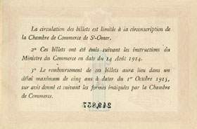 Billet de la Chambre de Commerce de Saint-Omer - 1 franc - numéro 249,857