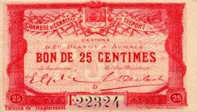 Billet de la Chambre de Commerce du Tréport - 25 centimes - émission de remplacement
