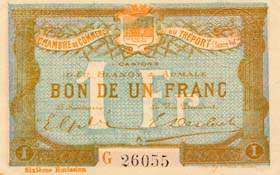 Billet de la Chambre de Commerce du Tréport - 1 franc - sixième émission