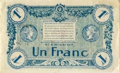 Billet de la Chambre de Commerce de Troyes - 1 franc - 4e émission - série 125 - n° 2253