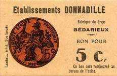 Bon de ncessit - Bdarieux - Etablissements Donnadille - 5 centimes - face