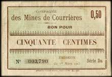 Bon de nécessité - Billy-Montigny - Compagnie des Mines de Courrières - 50 centimes - face