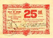 Bon de n�cessit� - Caisse Communale de Change - Ville de Bolbec - 25 centimes 1916 - D�lib�ration du 4 Ao�t 1914