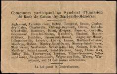 Bon de 25 centimes - Série A - numéro 19327 du Syndicat d'émission des Bons de Caisse constitué le 11 mars 1916 - 51 communes - dos