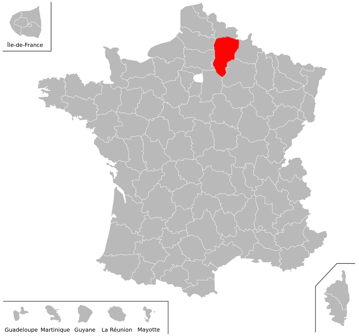 Emplacement du dpartement de l'Aisne (02) en grand format
