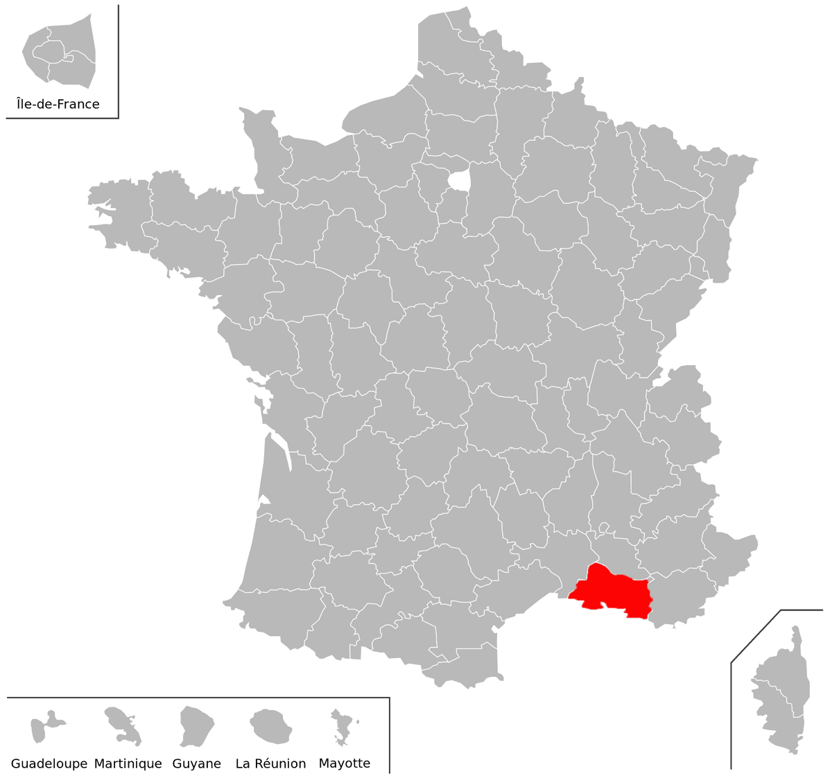 Emplacement du dpartement des Bouches-du-Rhne (13) en grand format
