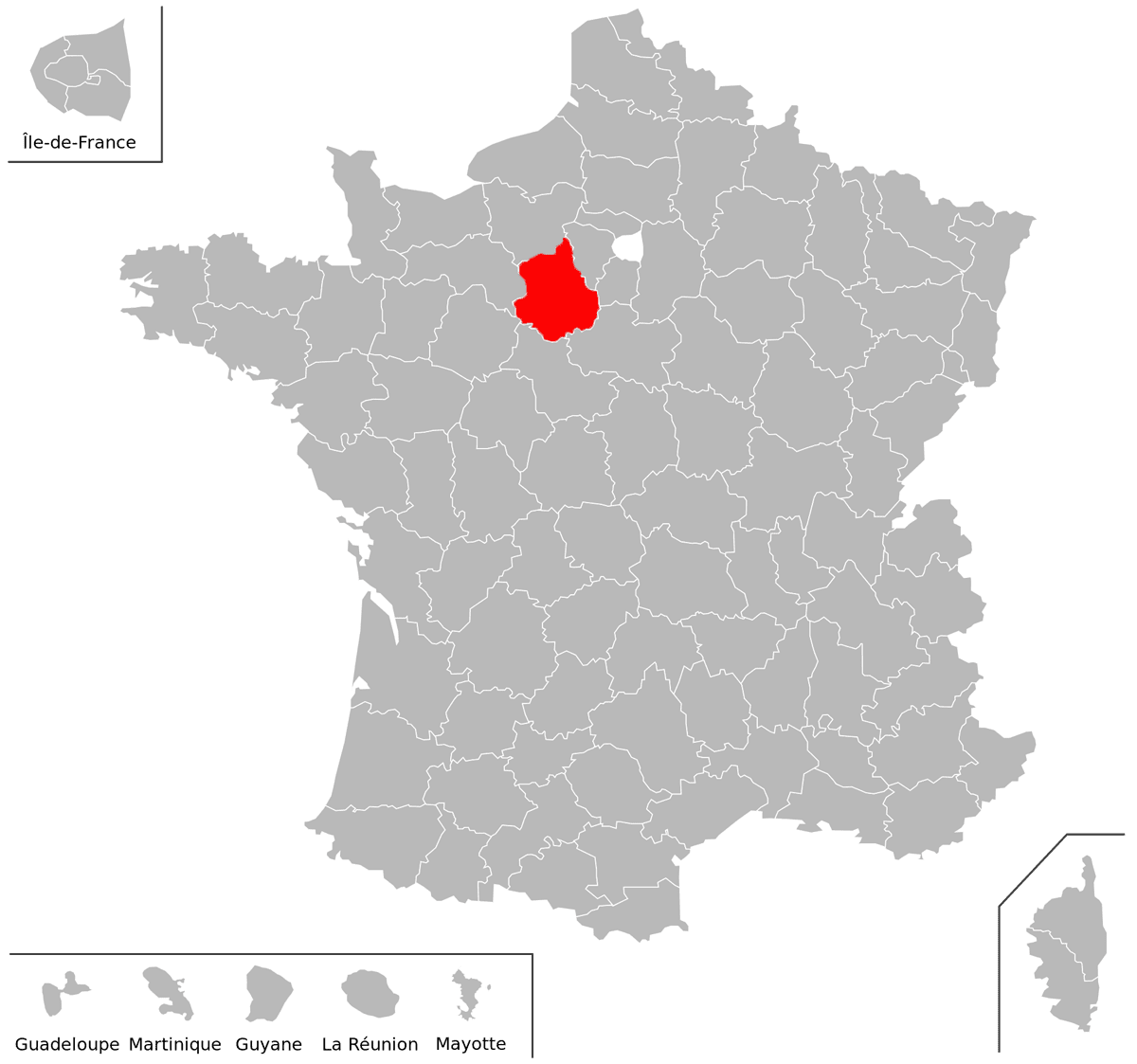 Emplacement du dpartement d'Eure-et-Loir (28) en grand format