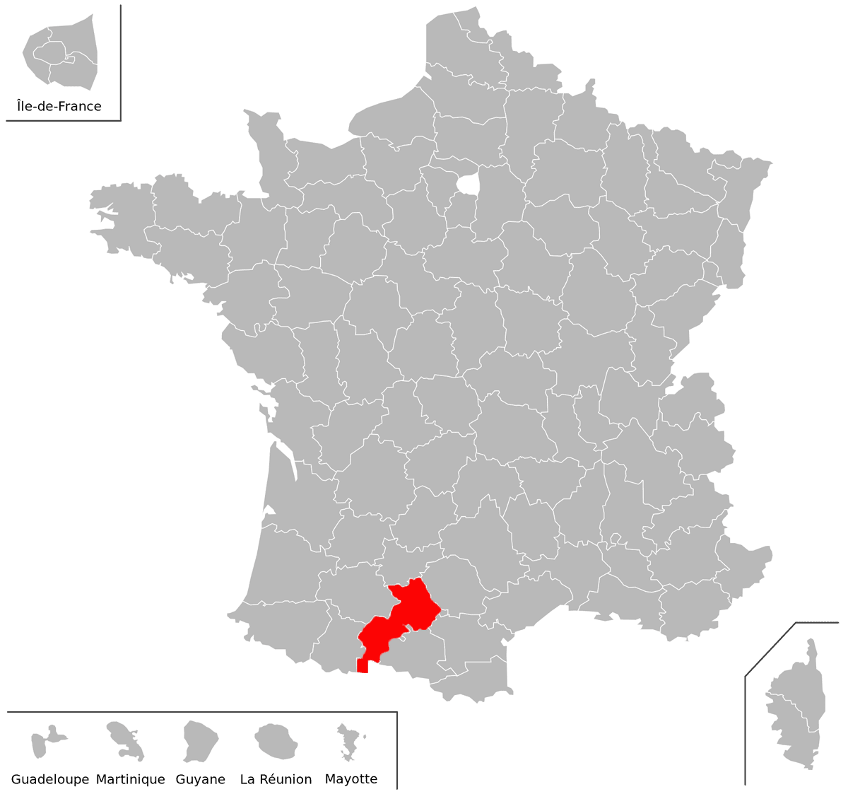 Emplacement du dpartement de Haute-Garonne (31) en grand format