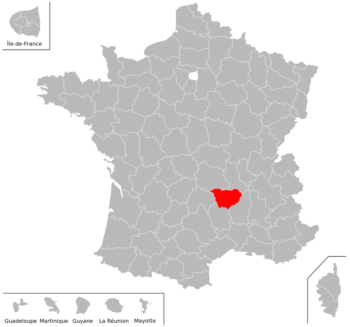 Emplacement du dpartement de la Haute-Loire (43) en grand format