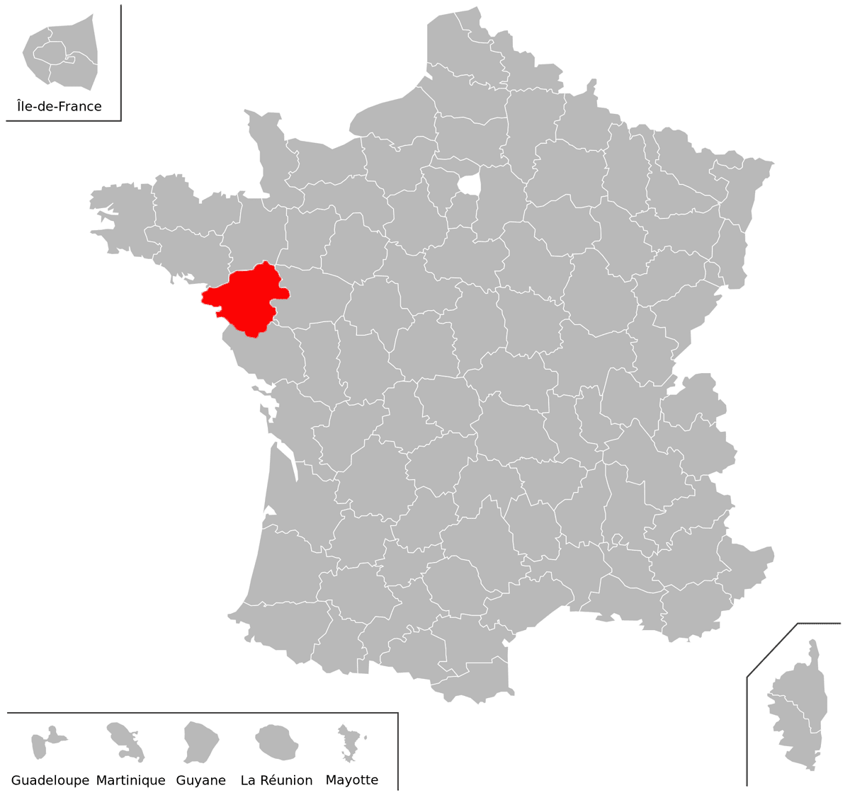 Emplacement du dpartement de Loire-Atlantique (44) en grand format