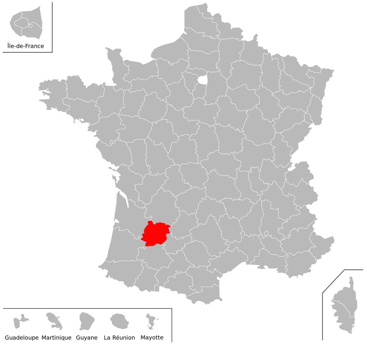 Emplacement du dpartement du Lot-et-Garonne (47) en grand format