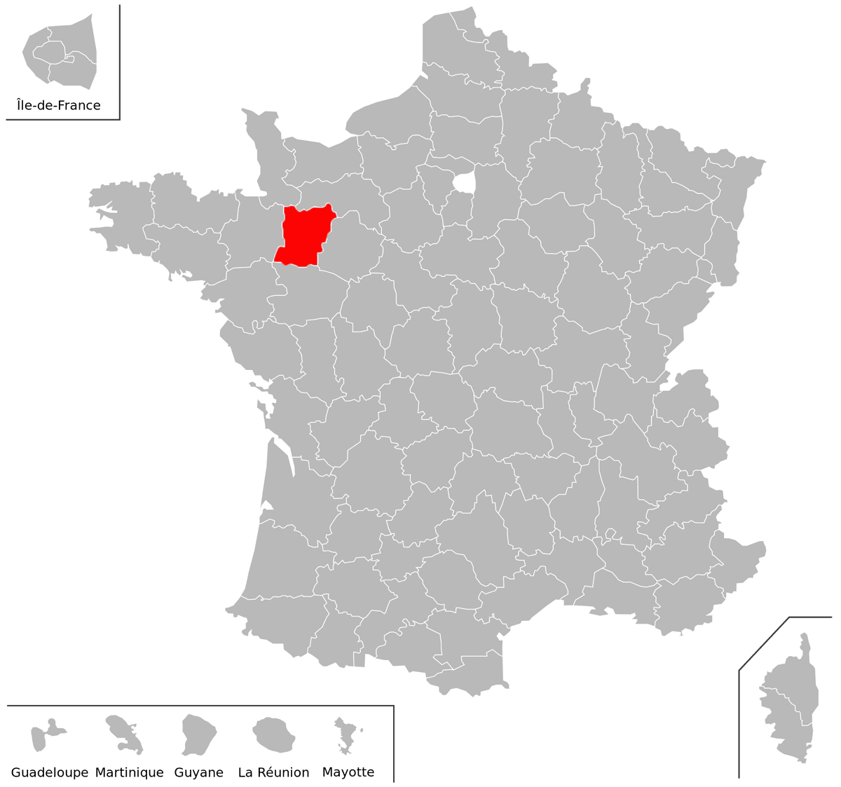 Emplacement du dpartement de la Mayenne (53) en grand format