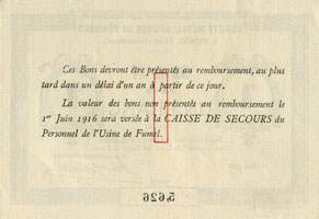 Bon de la Société Métallurgique du Périgord - 1 franc - Fumel (Lot-et-Garonne - 47) - dos