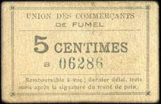 Bon de L'Union des Commerçants de Fumel - 5 centimes - Fumel (Lot-et-Garonne - 47) - face