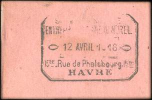 Entreprise Thireau Morel - Prime de Travail - 0,30 franc - Cachet 12 avril 1918 au dos - dos