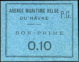 Agence Maritime Belge du Havre - P.G. - Bon-Prime - 0,10 (franc) - face