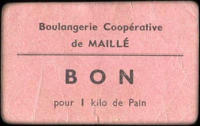 Bon pour 1 kilo de Pain de la Boulangerie Coop�rative de Maill� (Indre-et-Loire - 37) - carton rose - face