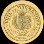 Bon de 25 centimes - 1er juin 1921 - Ville de Marmande - Union du Commerce Marmandais - Marmande (Lot-et-Garonne - 47) - face