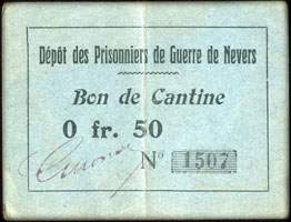 D�p�t des Prisonniers de Guerre de Nevers - Bon de Cantine - 50 centimes - face