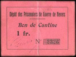 D�p�t des Prisonniers de Guerre de Nevers - Bon de Cantine - 1 franc - face