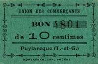 Bon pour 10 centimes - Numro 4801 - Union des Commerants - Puylaroque