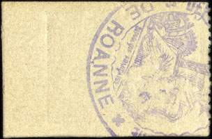 Bon de 5 francs - n� 19,519 - 13e R�gion - Prisonniers de Guerre - Cre Mlle N� 38 823 P. G. du 15 Mai 1916 - Roanne (Loire - 42) - dos
