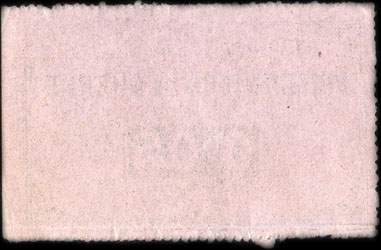 Bon de 0,05 franc - n� 1,207 - 13me R�gion - Prisonniers de Guerre - Cre Mlle N� 38 823 P. G. du 15 Mai 1916 - Roanne (Loire - 42) - dos