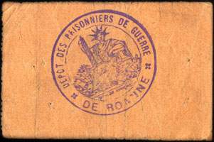 Bon de 1 franc - n� 18,746 - 13me R�gion - Prisonniers de Guerre - Cre Mlle N� 38 823 P. G. du 15 Mai 1916 - Roanne (Loire - 42) - dos