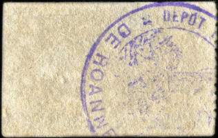 Bon de 5 francs - n� 06783 - 13e R�gion - Prisonniers de Guerre - Cre Mlle N� 38 823 P. G. du 15 Mai 1916 - Roanne (Loire - 42) - dos