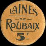Bon de 5 francs - Laines de Roubaix - Roubaix - dos