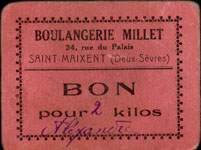 Bon pour 2 kilos - Boulangerie Millet - 24, rue du Palais - Saint-Maixent (Deux-Sèvres - département 79) - face