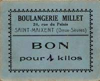 Bon pour 1 kilos - Boulangerie Millet - 24, rue du Palais - Saint-Maixent (Deux-Sèvres - département 79) - face