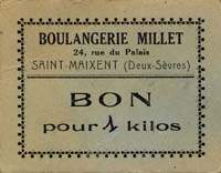 Bon pour 1 kilos - Boulangerie Millet - 24, rue du Palais - Saint-Maixent (Deux-Sèvres - département 79) - face