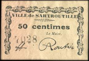 Bon de 50 centimes - Ville de Sartrouville (Yvelines - 78) - face