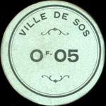 Bon de la Ville de Sos - 5 centimes - Sos (Lot-et-Garonne - d�partement 47) - face