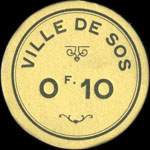 Bon de la Ville de Sos - 10 centimes - Sos (Lot-et-Garonne - d�partement 47) - face