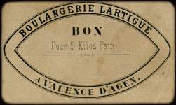 Bon pour 5 kilos de pain - Boulangerie Lartigue - Valence-d'Agen - face