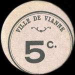 Bon de 5 centimes avec grand chiffre et 1 fleuron - Ville de Vianne - Mairie de VianneUnion des Commerants - Vianne (Lot-et-Garonne - 47230) - face