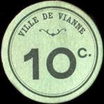 Bon de 10 centimes avec grands chiffres et 1 fleuron - Ville de Vianne - Mairie de VianneUnion des Commerants - Vianne (Lot-et-Garonne - 47230) - face