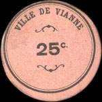Bon de 25 centimes avec petits chiffres et 2 fleurons - Ville de Vianne - Mairie de VianneUnion des Commerants - Vianne (Lot-et-Garonne - 47230) - face