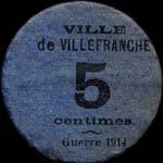 Bon de 10 centimes - Guerre 1914 - Ville de Villefranche - face