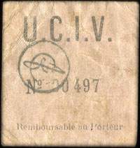 Bon de 25 centimes 1916 série F - Union du Commerce Villeneuvois - Position fleurons type 1 - dos
